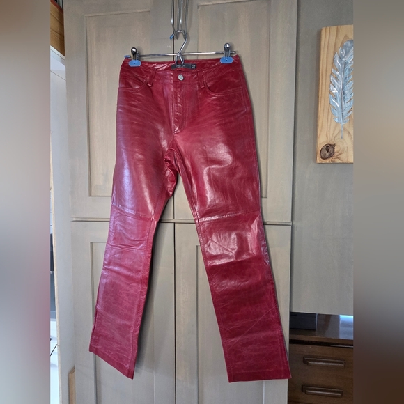 GAP Red Leather Women's Flare Pants - Picture 1 of 4